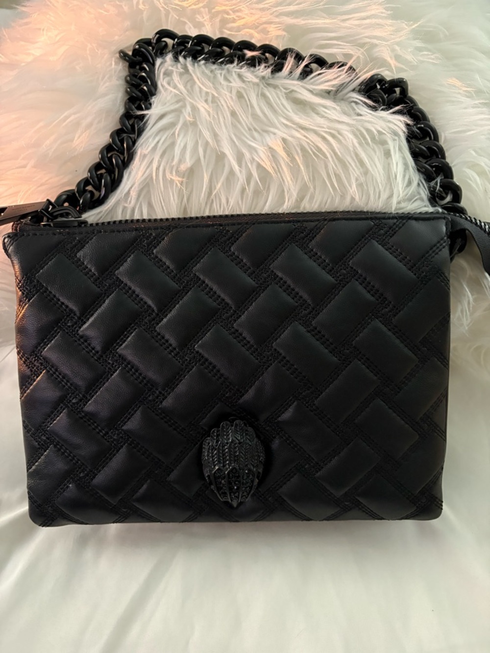Kurt Geiger Black Quilted Shoulder Bag with Chain Strap